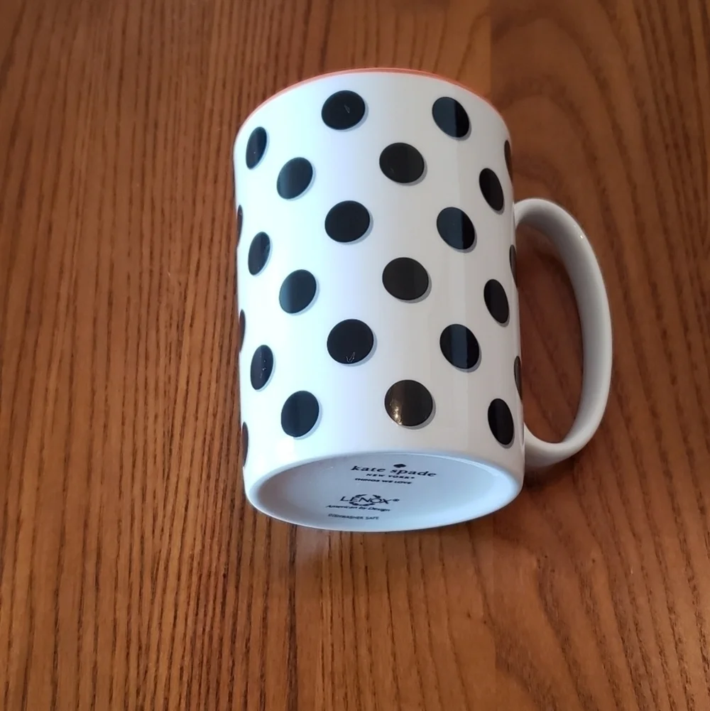 Kate Spade Lenox China Mug Black and White Deco Dot Design - Picture 2 of 6
